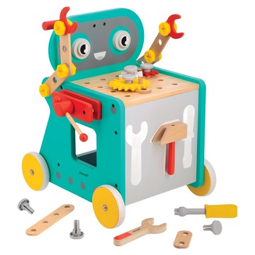 Janod 小木匠 寶寶學步手推車 木製玩具 附工具組  機器人  1組