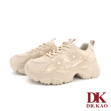 【DK 休閒鞋】氣質蕾絲花紋厚底老爹鞋 63-4061-89 杏色