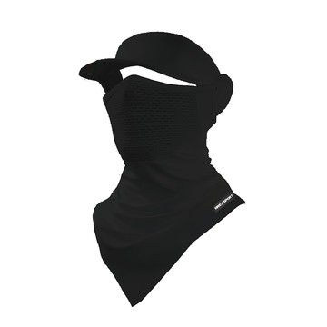 AREX SPORT 戶外騎行防曬冰絲面罩 有帽簷 遮陽護頸透氣  深夜黑  1個  均碼