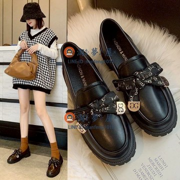 女童小皮鞋小女厚底英倫風樂福鞋鞋子春秋軟皮平底黑色單鞋女【淘夢屋】