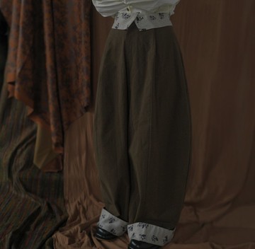 【解構棉麻】古典中性復古/解構彎刀褲