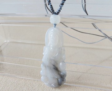 本命年【吉祥如意】六字箴言路路通+冰烏雞觀音翡翠項鍊SA11