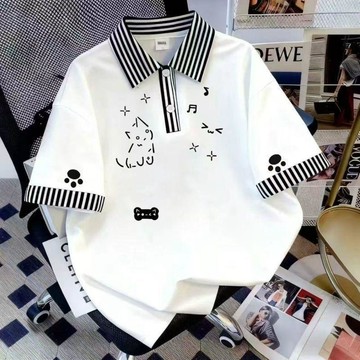 假兩件拼接polo領短袖男女夏設計感百搭情侶半袖休閒初中生t恤女