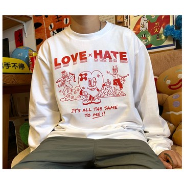 竹北 Goofing-off |天使與惡魔 Love& Hate 印花 男女 重磅 純棉長袖T