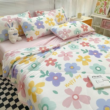 針織棉夏被空調被可機洗兒童學生宿舍單人夏涼被水洗雙人薄款被子