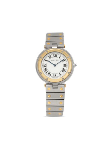 Cartier - pre-owned Santos 32mm - unisex - stainless steel/18kt Gold - One Size - White