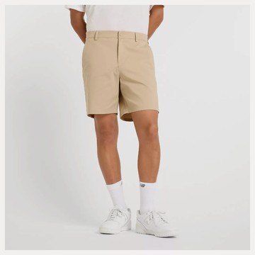【NEW BALANCE】NB 短褲 褲子 男 休閒褲 防潑水 美規 卡其 MS51583SOT