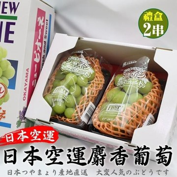 果物樂園-日本長野/山梨縣溫室麝香葡萄(2房禮盒_350-400g/串)