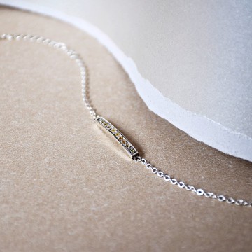 簡約淡黃色刻面藍寶石配925銀手鏈 // 刻面寶石 // 九月份生日石