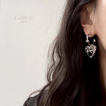 【Golicc】 輕奢漸層黑水晶耳環3.8