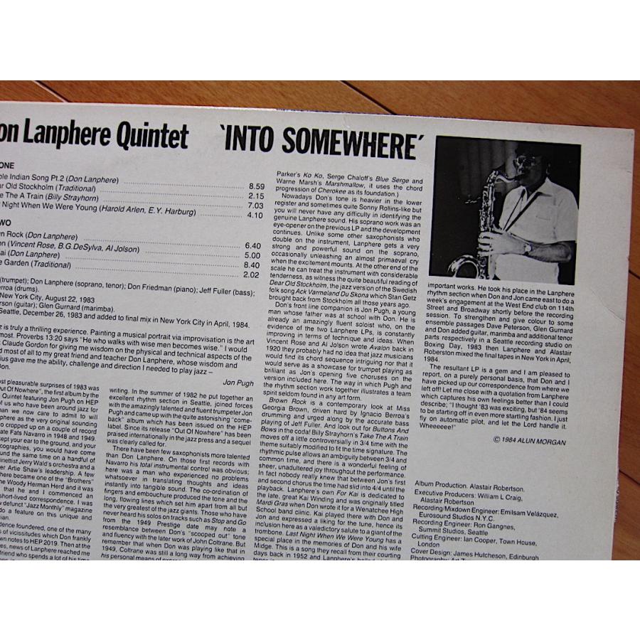 Don Lanphere Quintet Featuring Jon Pugh●INTO SOMEWHERE Hep Records hep 2022●220111t1-rcd-12-jzレコード英盤UKジャズ