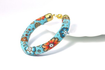 種子珠手鍊聲明手鍊玻璃手鍊帶鮮花禮物女士