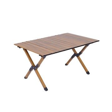 Sunday Life 戶外露營便攜折疊蛋捲桌 附收納袋  木紋色  87cm  87 x 60 x 45cm