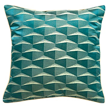 好物良品 簡約輕奢立體三角刺繡沙發抱枕 方形 棉  45 x 45cm  墨綠色  1個