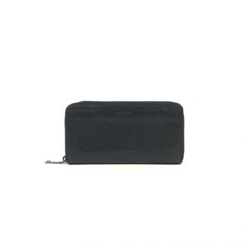 coach黑色皮革logo長款錢包