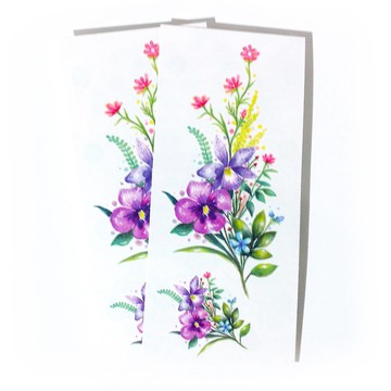 LAZY DUO手繪花草水彩刺青紋身貼紙薰衣草蘭花夏天小黃花紫藍桃紅