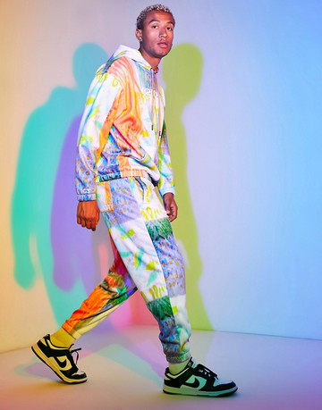 Crooked Tongues co-ord relaxed jogger with all over print in multi