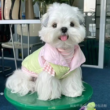 狗狗寵物衣服冬季保暖馬卡龍拚色加厚外套