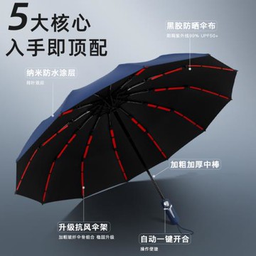 348骨自動抗風暴雨傘加大加厚加固折疊超大雨傘男士晴雨兩用傘女