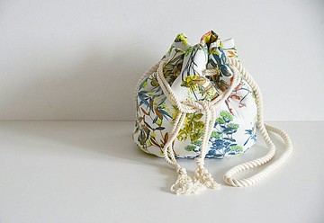 新款！法國亞麻 植物圖案 兩用肩背包款 海洋風手提包 黃色 限量發售