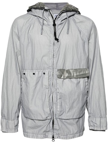 C.P. Company - Goggles-detail hooded jacket - men - Cotton/Polyurethane Resin/Polyamide/Polyurethane/Polyamide - 48 - Grey