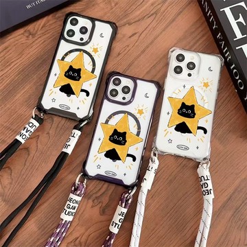 盧克猫 四角防摔 透明 挂繩殼 磁吸充電  適用 iPhone 17 16 16e 15 14 13 12 11 保護殼
