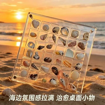 現貨🏆隔日到貨 貝殼收納盒 貝殼收集盒 壓克力格子盒 亞克力展示盒 亞克力收納盒 貝殼收納   收納盒 飾品收納 盒子