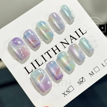 可隔日到貨！宇宙星船 猫眼穿戴甲 可拆卸顯白百搭光療穿戴甲 美甲貼片 美甲穿戴甲  甲片 假指甲 指甲貼