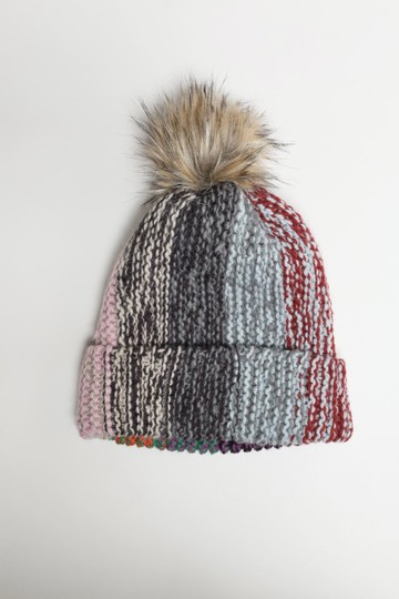 /潮流精品/七彩直條紋雜線毛帽細軟純美麗諾羊毛帽/手工編織藝術