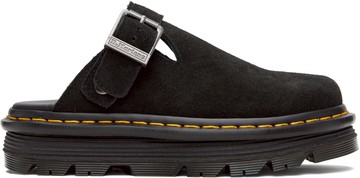 Dr. Martens 黑色 Zebzag Suede Casual Slingback Platform 穆勒鞋