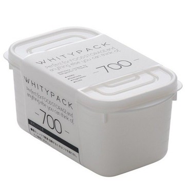 日本製【YAMADA】長方形收納保鮮盒700ML(白色)