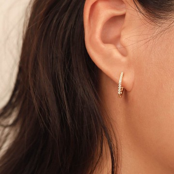 六邊形微鑲鋯石s925銀耳環耳扣 18k金色耳釘耳環 交換禮物推薦