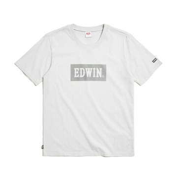 EDWIN 男裝 斜紋仿繡印花短袖T恤 (淺灰色) #上衣