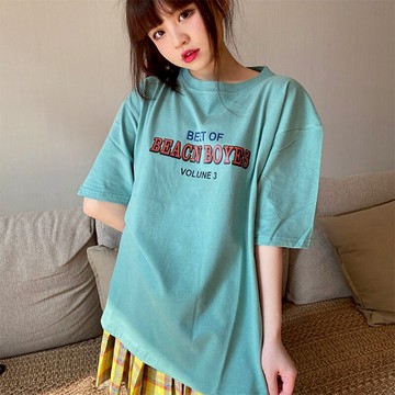 純棉短袖正肩T恤女新款夏裝寬松顯瘦小眾設計感百搭上衣