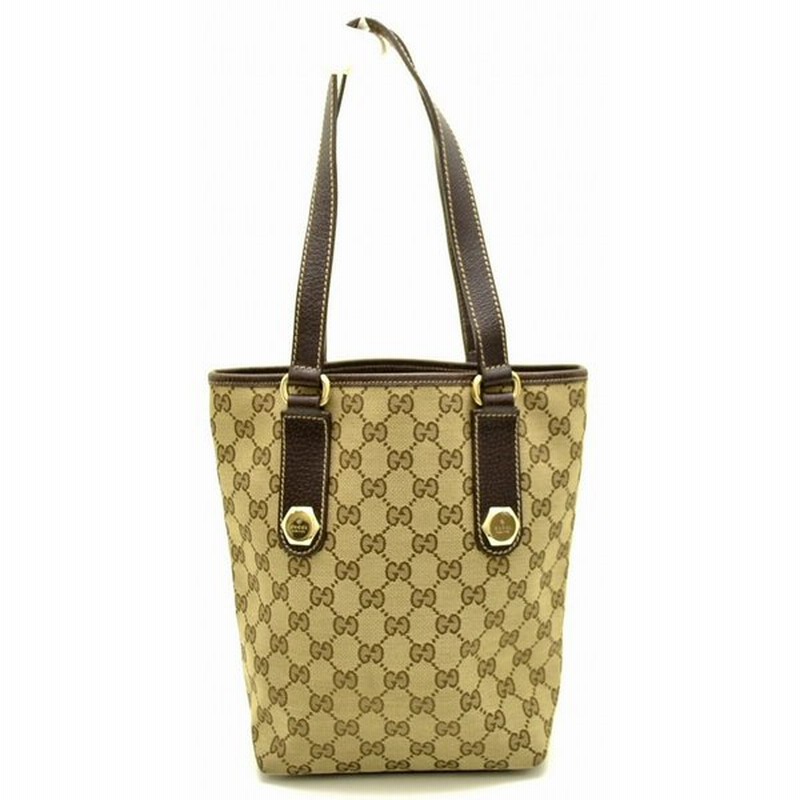 バッグ Gucci グッチ Ggキャンバス トートバッグ ショルダーバッグ ショルダートート バケツ型 カーキベージュ ダークブラウン 3998 U 通販 Lineポイント最大0 5 Get Lineショッピング