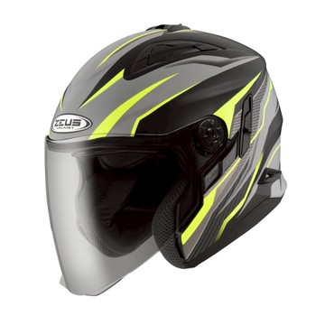 ZEUS 瑞獅 ZS 613B AJ33 消光黑螢光黃 內墨鏡 通風透氣 半罩 3/4罩 安全帽