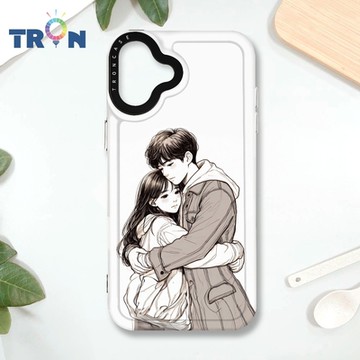 TRON IPHONE 16 PLUS 情侶深情擁抱素描系列 MAGSAFE 磁吸 防摔 太空殼 透黑 手機殼