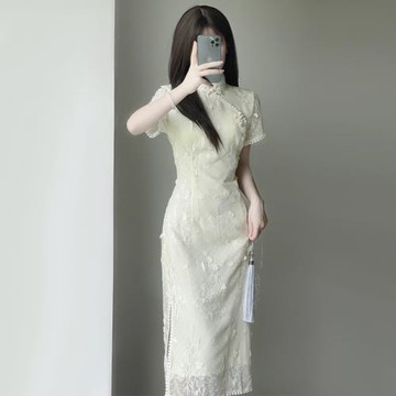 新中式國風素雅旗袍高級感復古民國改良年輕款少女連衣裙高端氣質