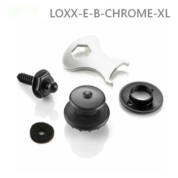 LOXX 吉他貝斯安全背帶釦LOXX-E-B-CHROME-XL  霧黑鍍鉻 厚肩帶專用 背帶扣 德製【黃石樂器】