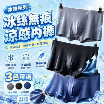 阿堯的店 冰絲無痕內褲 夏季素色涼感內褲 男透氣平角褲 【N600冰絲內褲】