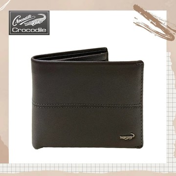 【Crocodile】鱷魚 經典真皮男夾 短夾 8卡短皮夾 (0203-36032-咖啡)