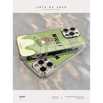 適用于蘋果17promax手機殼玻璃抹茶小熊新品套網紅xs高級感男女款xr全包硅膠11/12pro外14iphone13軟15防摔16