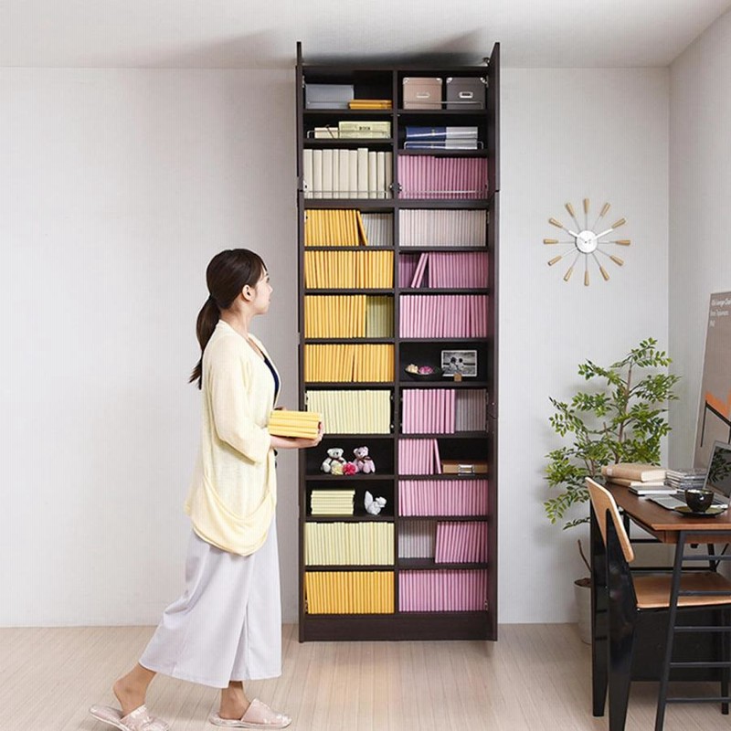 本棚 上置き棚セット 幅81cm 高さ238.5〜253.5cm 全棚可動