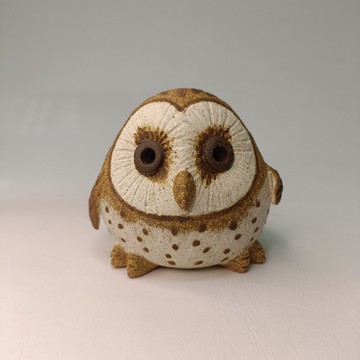 迷你Q版貓頭鷹-東方草鴞/陶藝品/原創設計