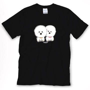 小飯糰 中性T恤 Bichon 比熊 小蔥雙胞胎兄弟檔 黑色短T