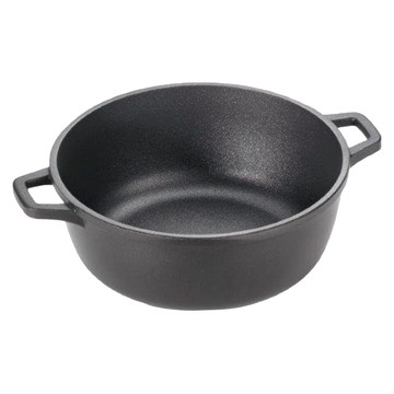 Antik Ars 電磁爐適用 不沾鑄鋁雙耳淺燉鍋  28cm  黑色  1個