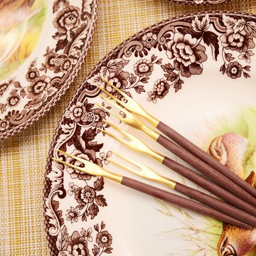 葡萄牙 Cutipol | GOA / 棕金12CM迷你水果叉四件組