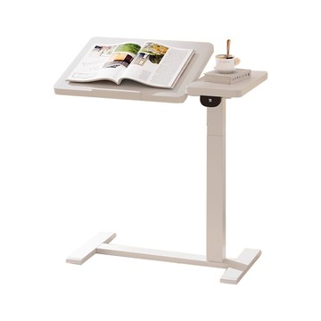 Cooyee 可翻轉桌板電動升降床邊桌(電池款)(白色)