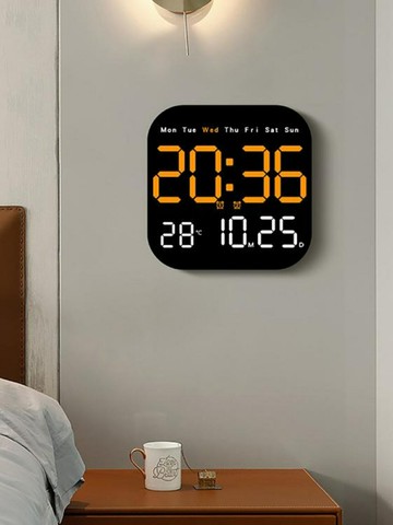 掛鐘  簡約大屏數字時鐘多功能LED方形電子鐘客廳掛鐘可掛可立兩用鐘表