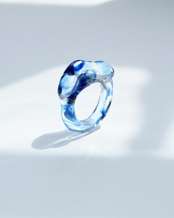 tête-à-tête  手工制雲朵玻璃介指【藍色】